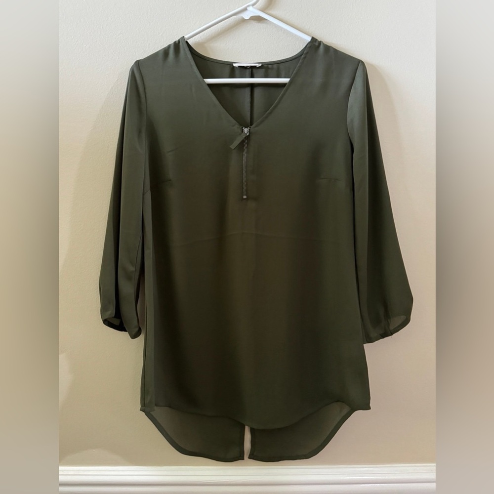 Long Sleeve Army Green Blouse